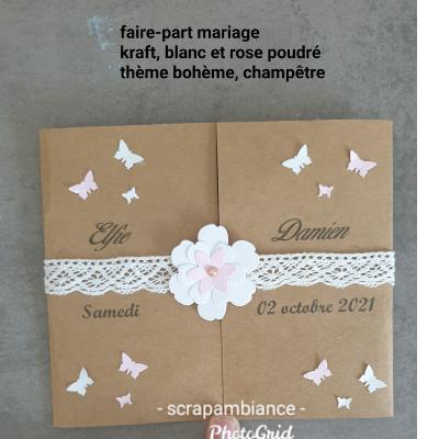 Faire-part de mariage bohème champêtre