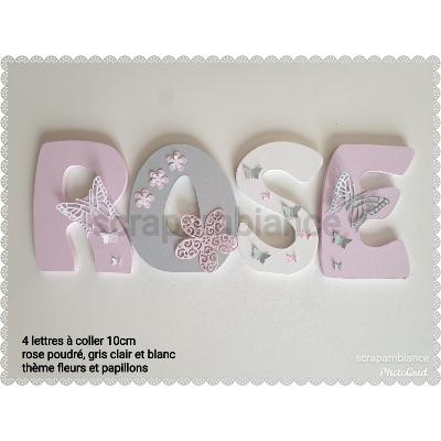 Lettre en bois à coller - 10cm papillons et fleurs