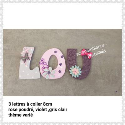 Lettre en bois à coller - 8cm thème varié