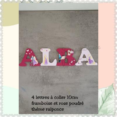 Lettre en bois à coller - 10cm thème raiponce 