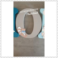 Lettre en bois à coller - 20cm thème jim et bob