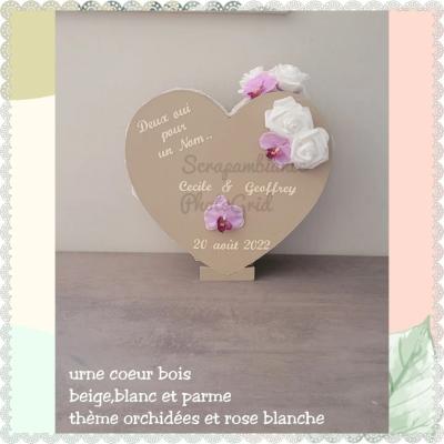 Urne coeur mariage bohème champêtre chic orchidée